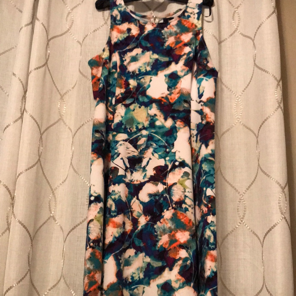 Water color floral poly dress